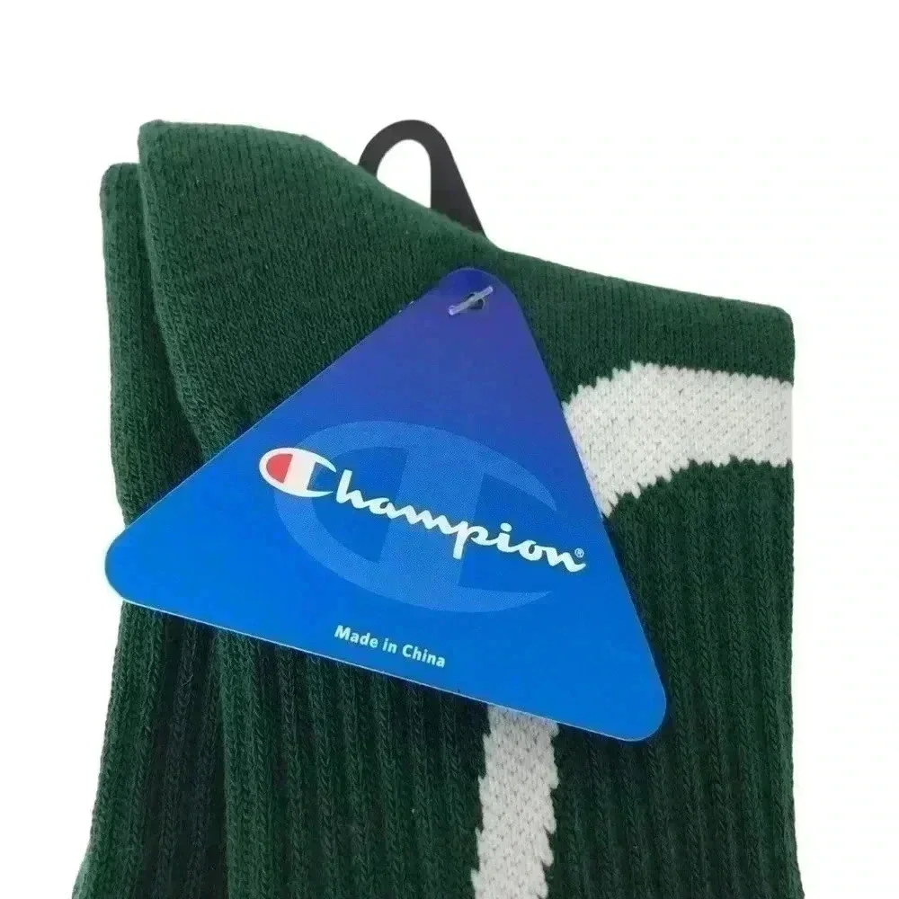 CHAMPION SOCKS WOMENS S/M FITS 6-10 ATHLETIC ALL-SPORT CREW DARK GREEN